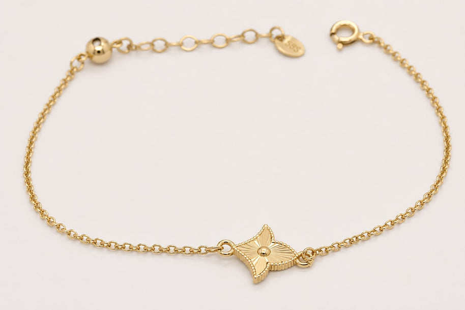 14K Gold Clover Bracelet