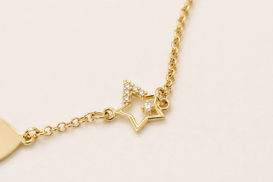 14K Gold Heart & Stars Bracelet