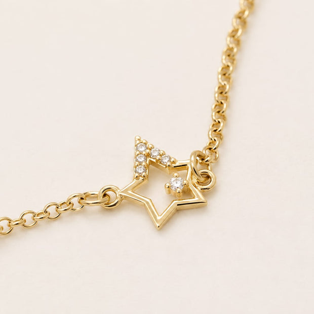 14K Gold Heart &amp; Stars Bracelet