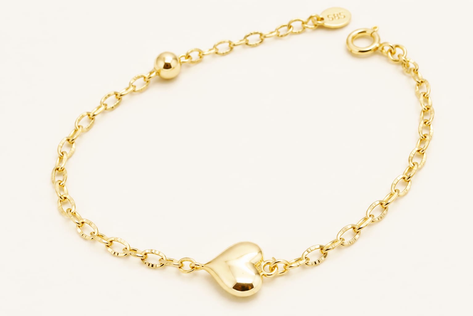 14K Gold Heart Bracelet