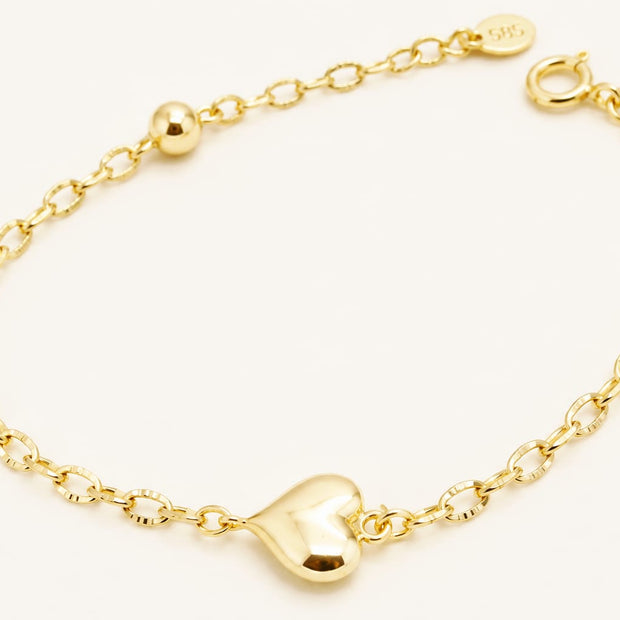 14K Gold Heart Bracelet