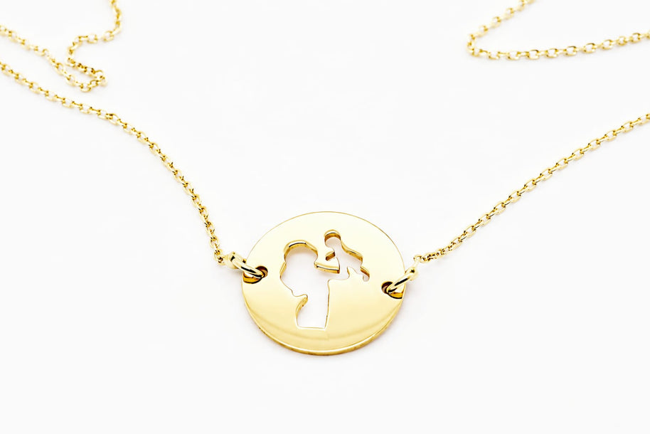 14K Gold Mother & Child Necklace