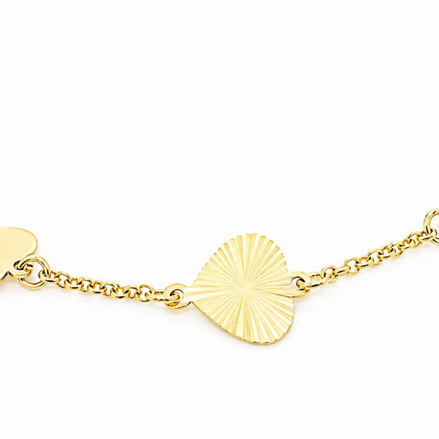 14K Gold Triple Heart Bracelet