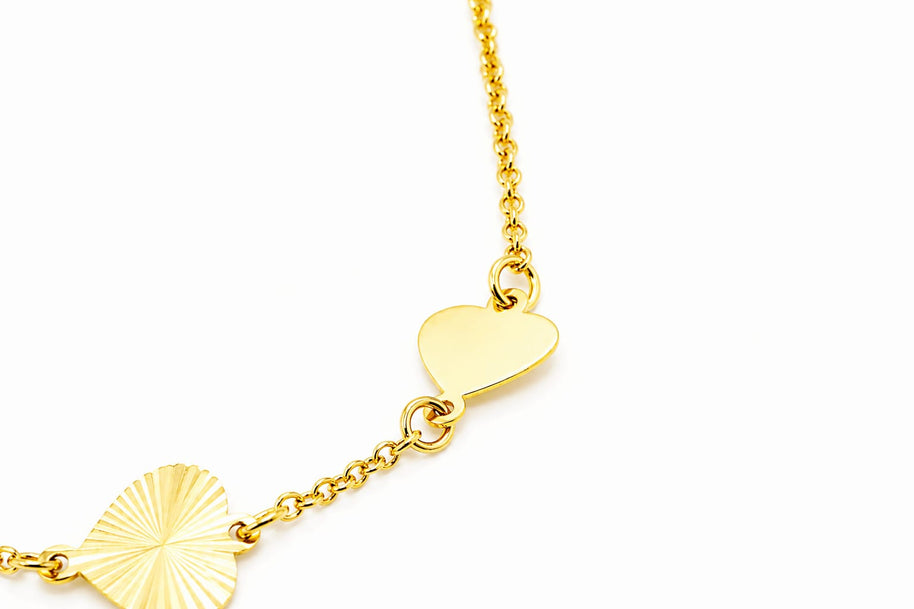 14K Gold Triple Heart Bracelet