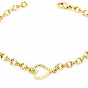14K Gold Open Heart Bracelet