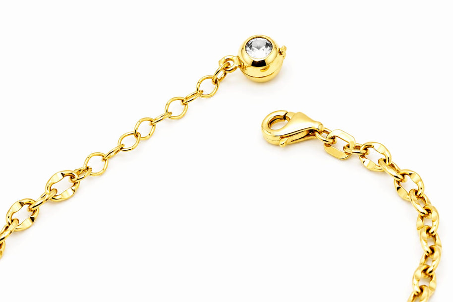 14K Gold Open Heart Bracelet