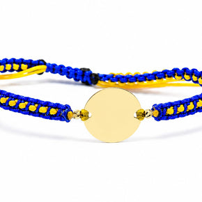 14K Gold Disc Macramé Bracelet – Custom Colours & Engravable