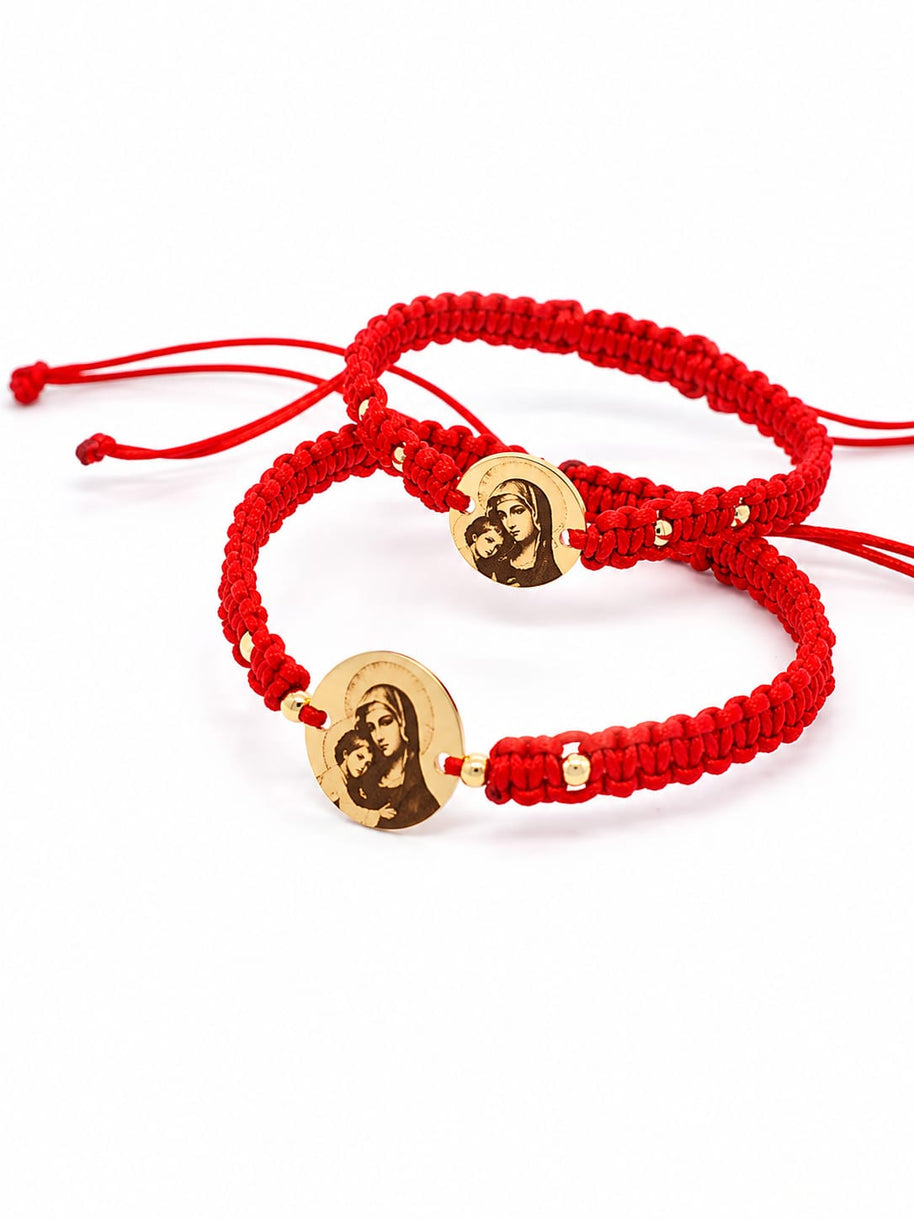 14K Gold Virgin Mary Matching Bracelet Set – Mum & Baby