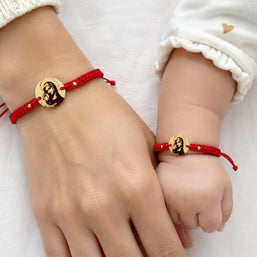 14K Gold Virgin Mary Matching Bracelet Set – Mum & Baby