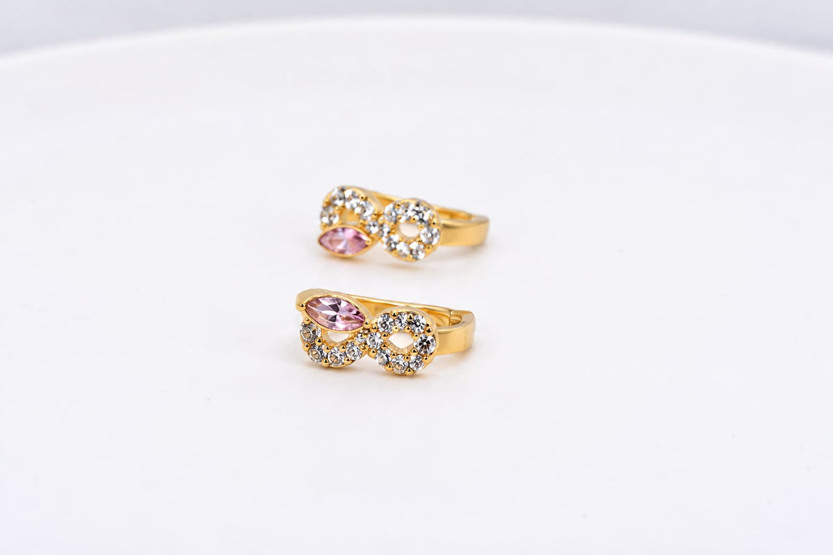 14K Gold Pink CZ Infinity Earrings for Children