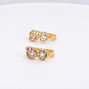 14K Gold Pink CZ Infinity Earrings for Children