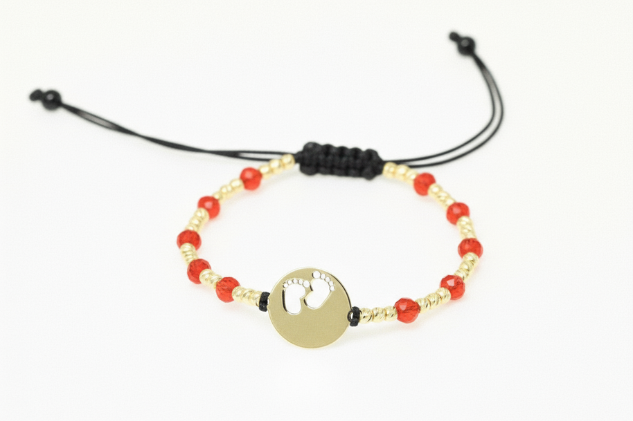 14K Gold Bracelet with Black Cord – Cross Charm