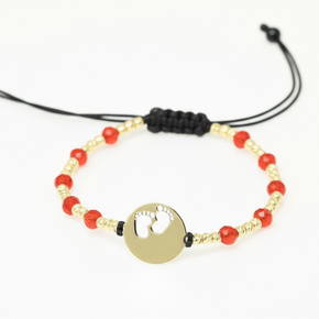 14K Gold Bracelet with Black Cord – Cross Charm