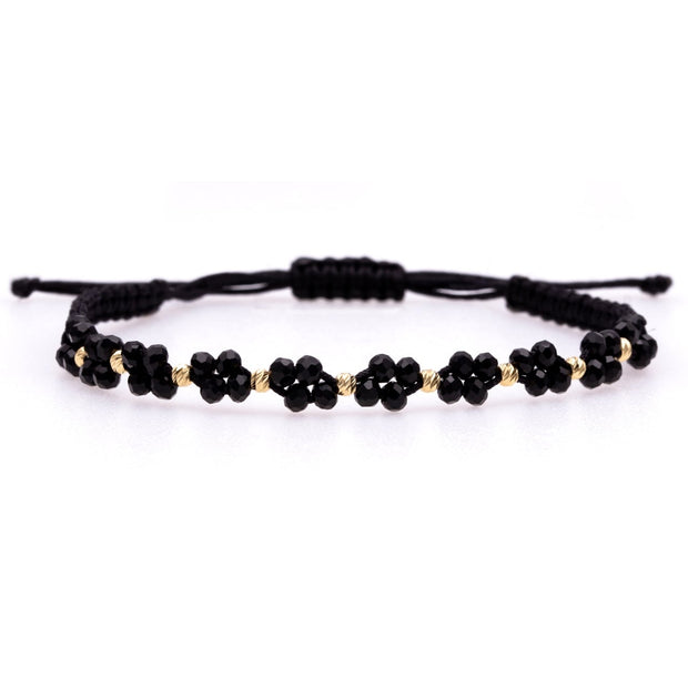 Black Only Bracelet with Black Crystals and 14K Gold Beads