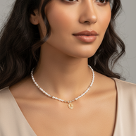 14K GolPearl and Crystal Angel Necklaced Necklace with Miyuki Beads and Pearls
