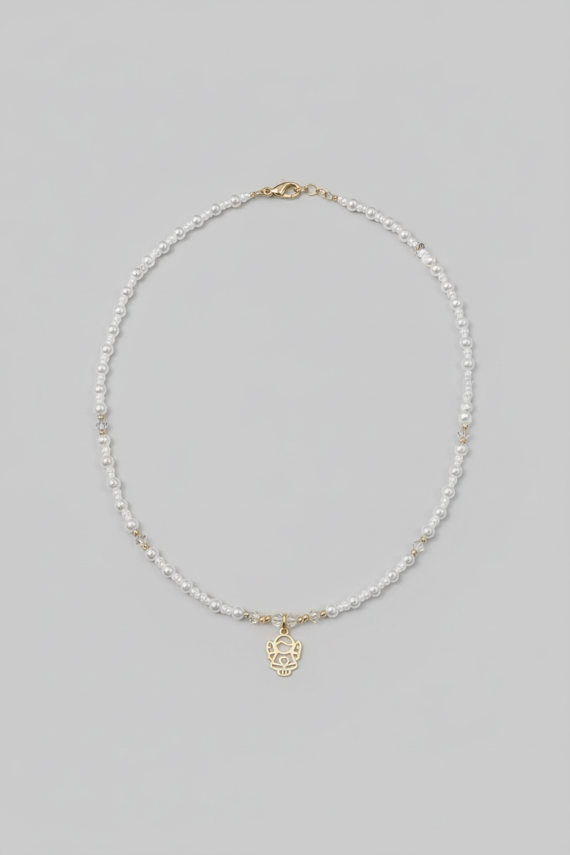 14K GolPearl and Crystal Angel Necklaced Necklace with Miyuki Beads and Pearls