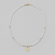 14K GolPearl and Crystal Angel Necklaced Necklace with Miyuki Beads and Pearls
