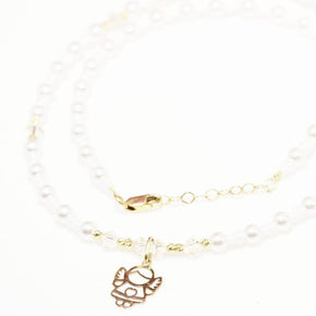 14K GolPearl and Crystal Angel Necklaced Necklace with Miyuki Beads and Pearls