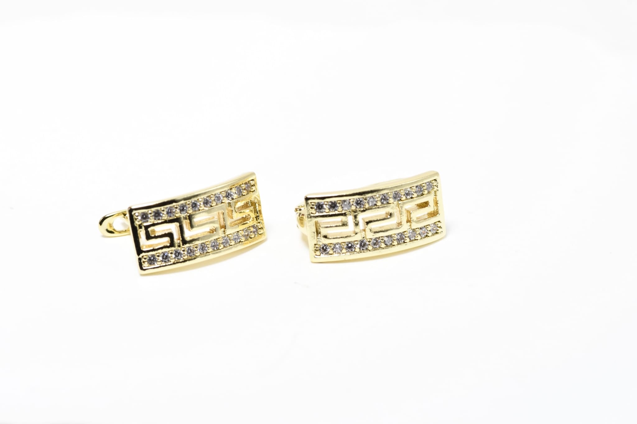 Gold Plated Stainless Steel Earrings with Crystal Detail