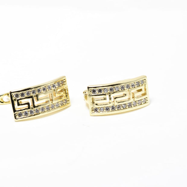 Gold Plated Stainless Steel Earrings with Crystal Detail