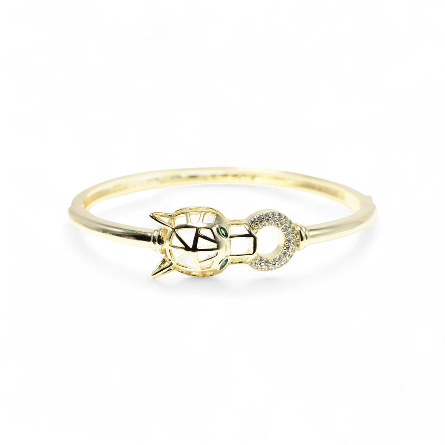 Gold Plated Tiger Head Bangle Bracelet
