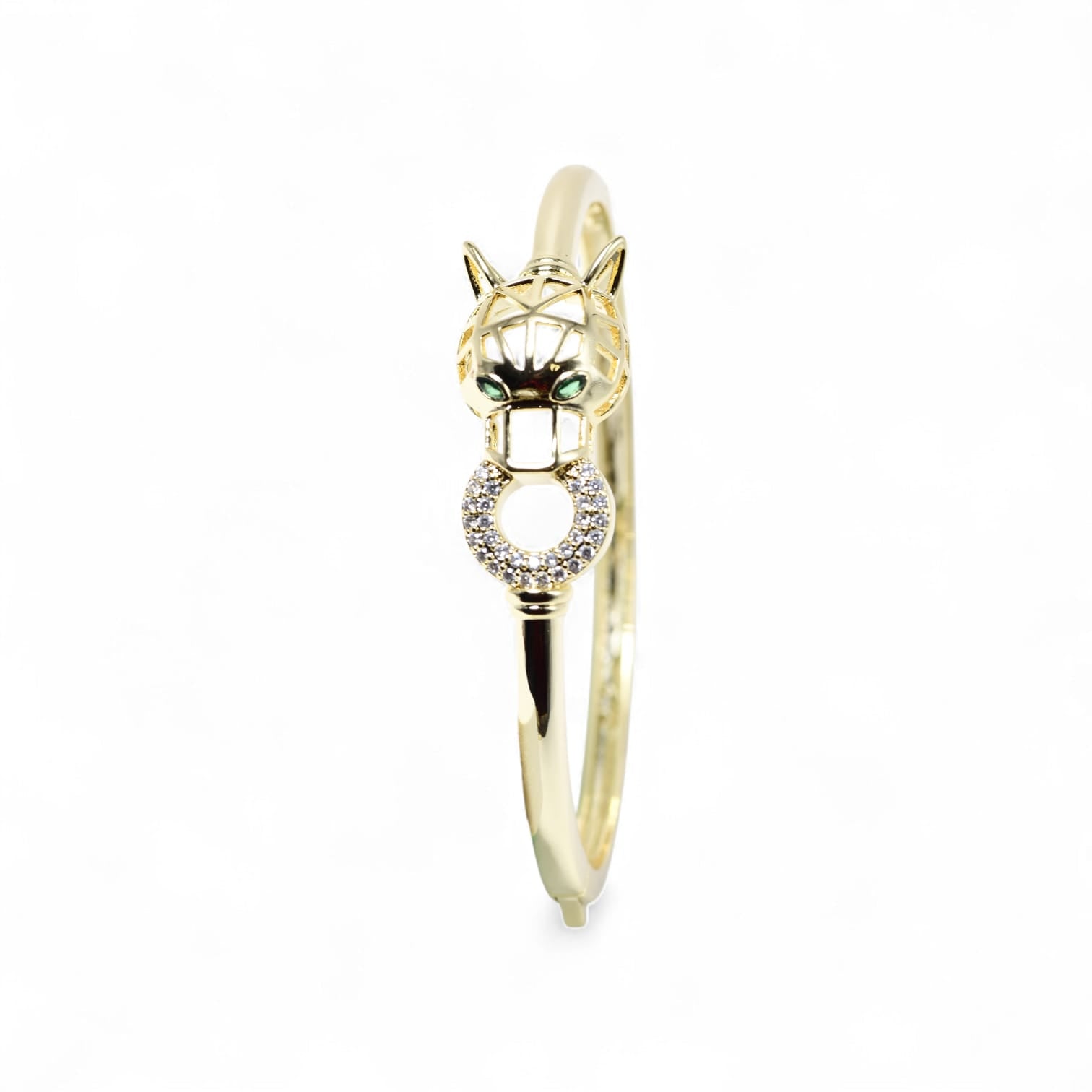 Gold Plated Tiger Head Bangle Bracelet