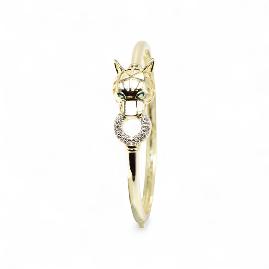 Gold Plated Tiger Head Bangle Bracelet