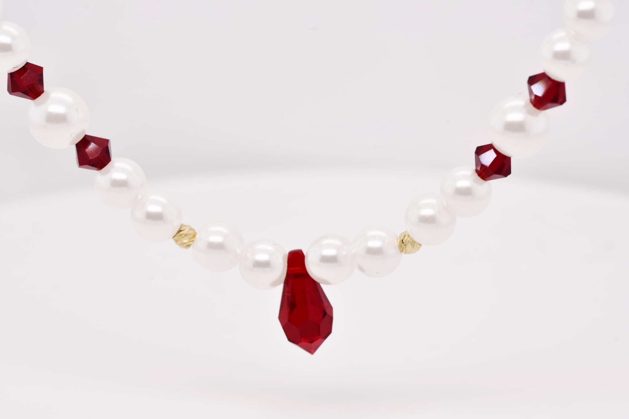 Ruby Pearl Drop Necklace – 14K Gold