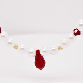 Ruby Pearl Drop Necklace – 14K Gold