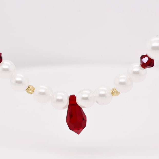 Ruby Pearl Drop Necklace – 14K Gold