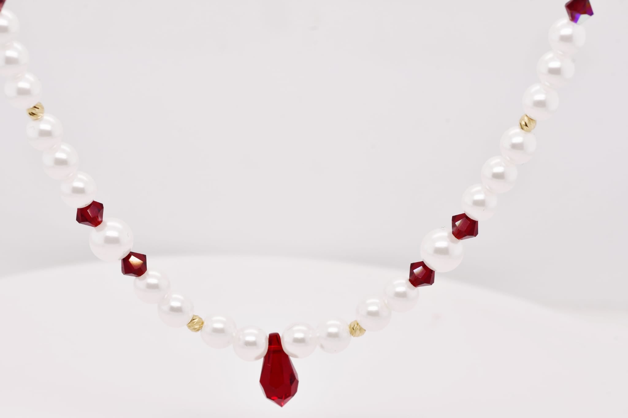 Ruby Pearl Drop Necklace – 14K Gold