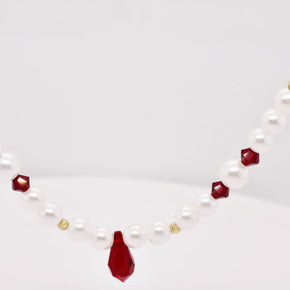 Ruby Pearl Drop Necklace – 14K Gold