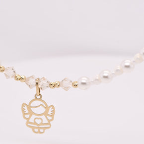 14K GolPearl and Crystal Angel Necklaced Necklace with Miyuki Beads and Pearls