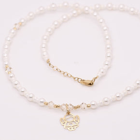 14K GolPearl and Crystal Angel Necklaced Necklace with Miyuki Beads and Pearls