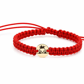 14K Gold Baby GIRL Head Red String Bracelet