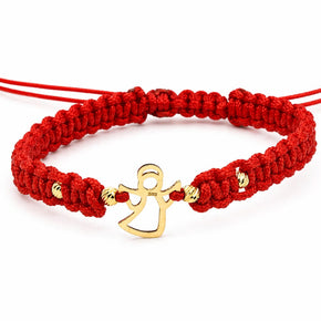 14K Gold Angel Red String Bracelet