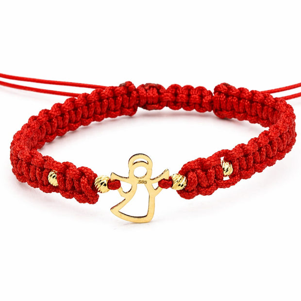 14K Gold Angel Red String Bracelet
