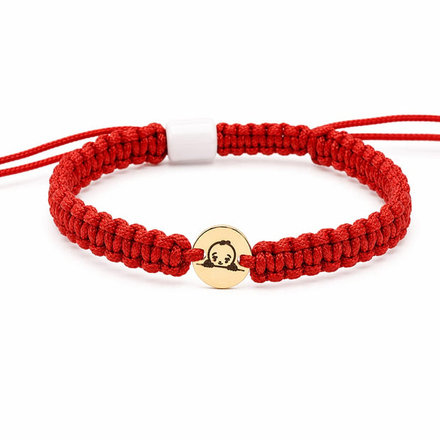 14K Gold Baby Head Red String Bracelet