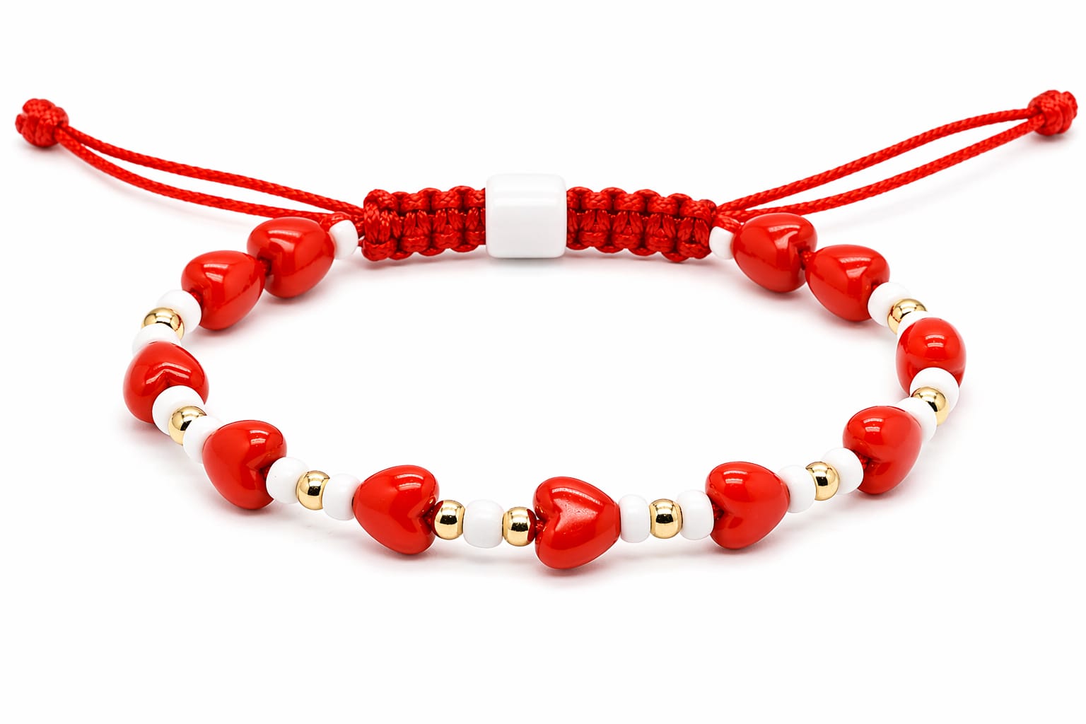14K Gold Heart Red String Bracelet