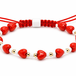 14K Gold Heart Red String Bracelet