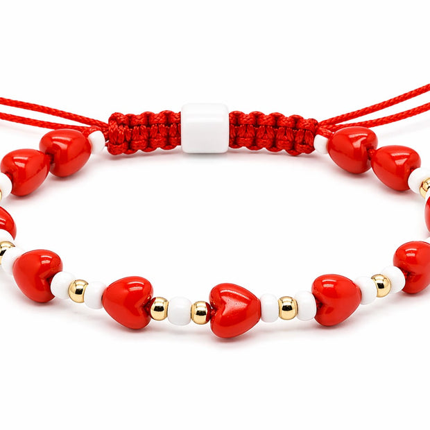 14K Gold Heart Red String Bracelet