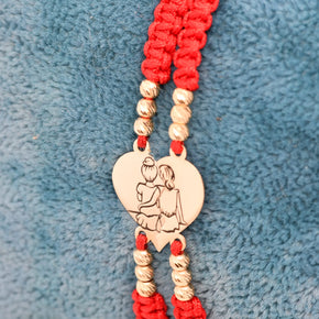 14K Gold Friends & Sisters Heart Red String Bracelets – Set of 2