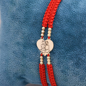 14K Gold Friends & Sisters Heart Red String Bracelets – Set of 2