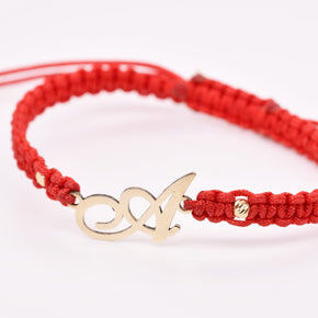 14K Gold Initial Red String Bracelet – Personalised & Adjustable