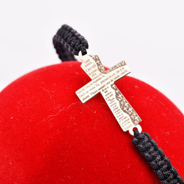 14K Gold Holy Father Prayer Cross Bracelet – Adjustable