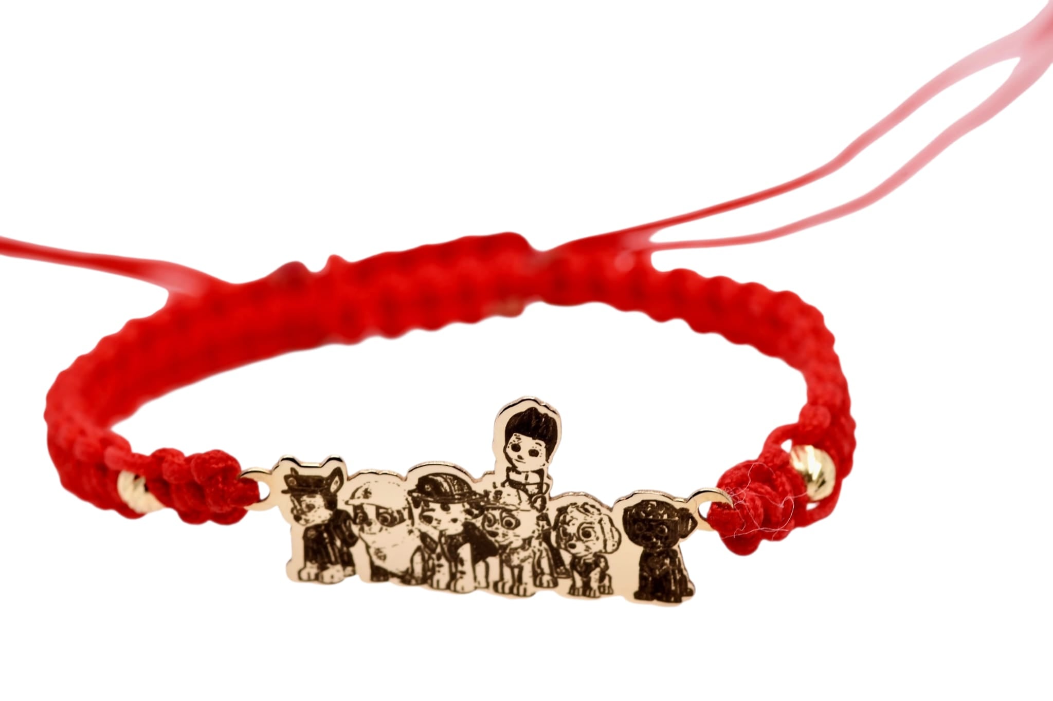 14K Gold PAW Patrol Characters Red String Bracelet – Adjustable Children’s Gift
