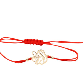 14K Gold Mother & Child Silhouette Red String Bracelet – Adjustable