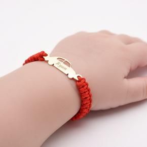14K Gold Car Charm Red Macramé Bracelet