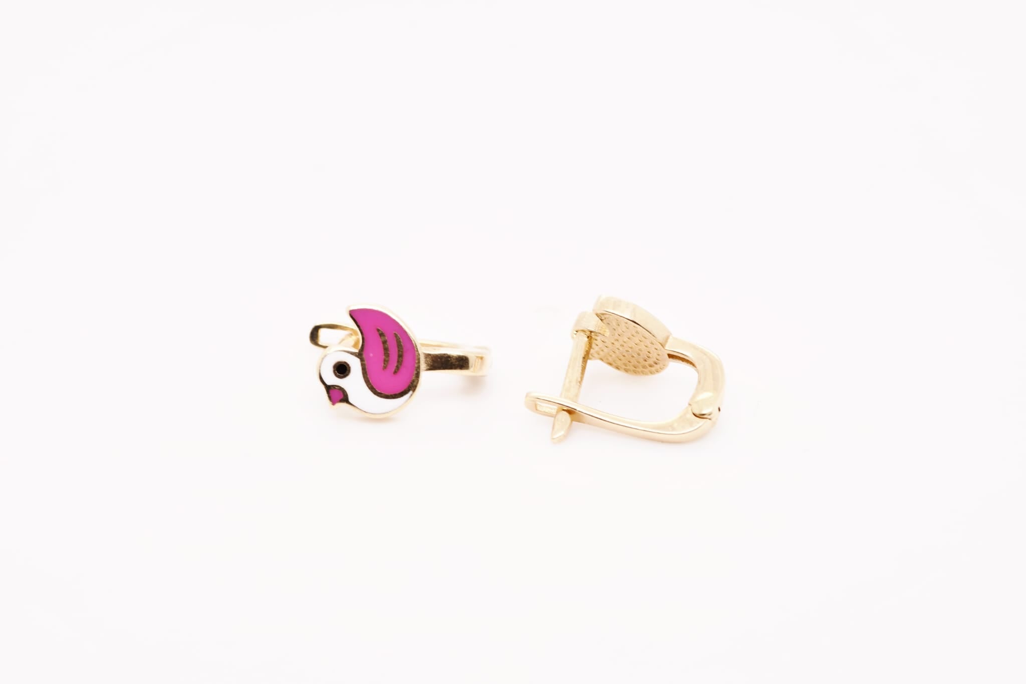14K Gold Bird Earrings for Children