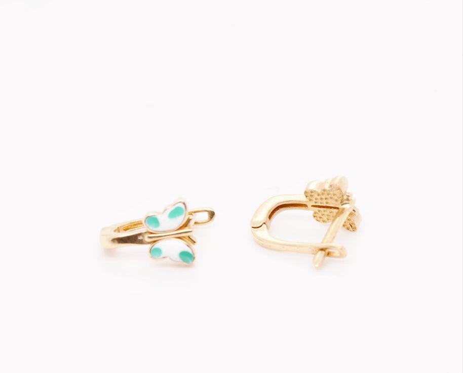 14K Gold Butterfly Earrings for Children